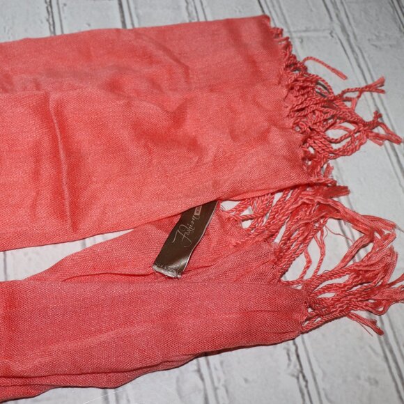 🍑 Beautiful Peach Coral Rayon Scarf – 24" × 64" Soft Drape · Feminine Hue · - Picture 5 of 6